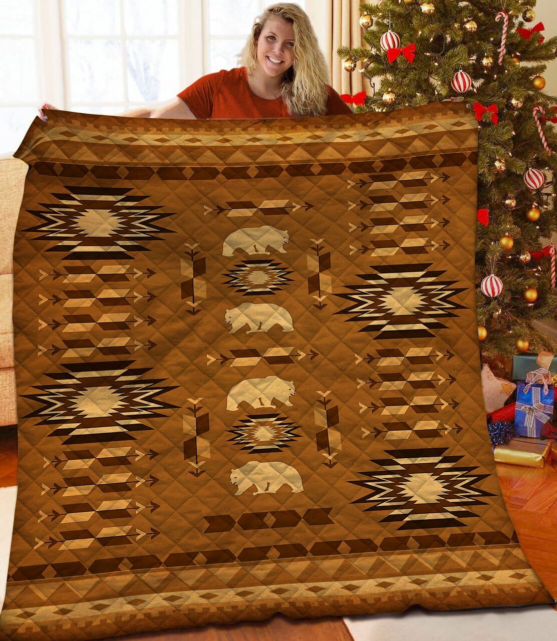 Personalize Your Home Decor with a Customized Bear Quilt Bedding Set - Ideal for Family Gifts and Picnics