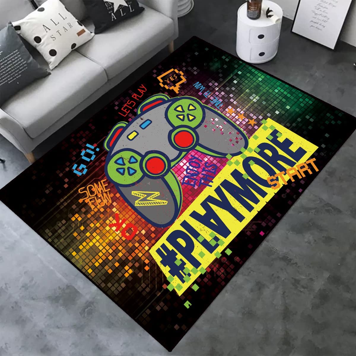 Personalized 3D Gamer Carpet Decor Area Rug: Game Printed Mat, Bedroom Controller Player Boys Gifts (Game-1)