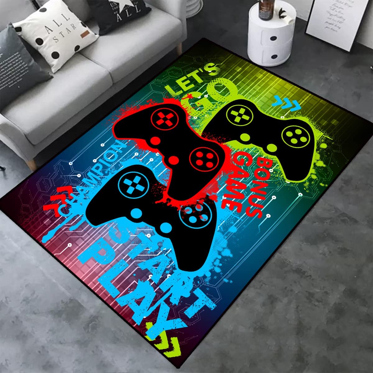 Personalized 3D Gamer Carpet Decor Area Rug: Game Printed Mat, Bedroom Controller Player Boys Gifts, (Game-6)