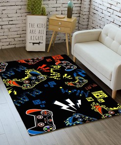 Personalized 3D Gamer Carpet - Game Area Rug for Boys - Non-Slip Polyester Mat for Living Room, Bedroom