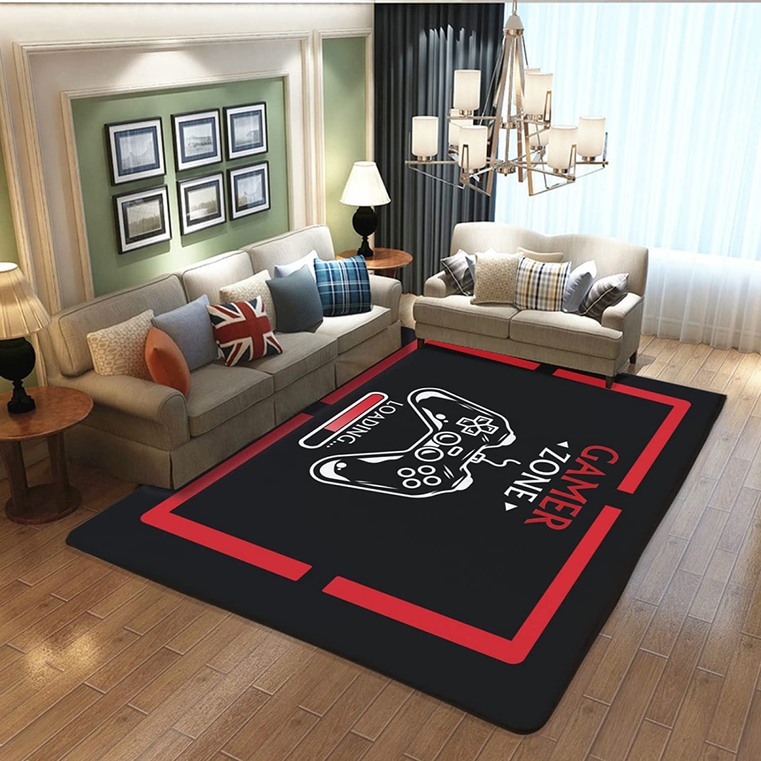 Personalized 3D Player Carpet for Game Room Decor - Non-Slip Polyester Floor Mat for Living Room or Bedroom