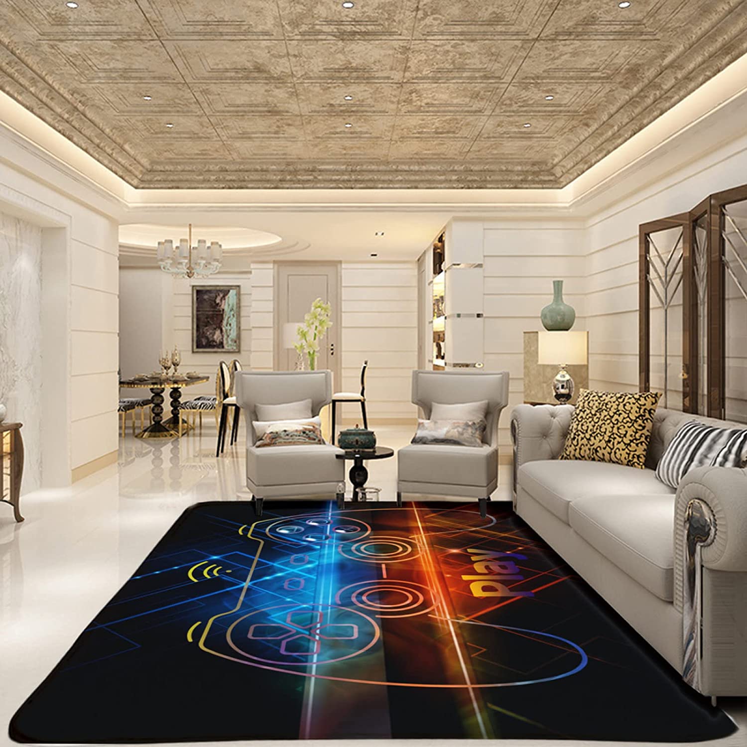 Personalized 3D Player Carpet for Room Decor - Non-Slip Floor Mats with Controller Pattern - Polyester Material - Image 2