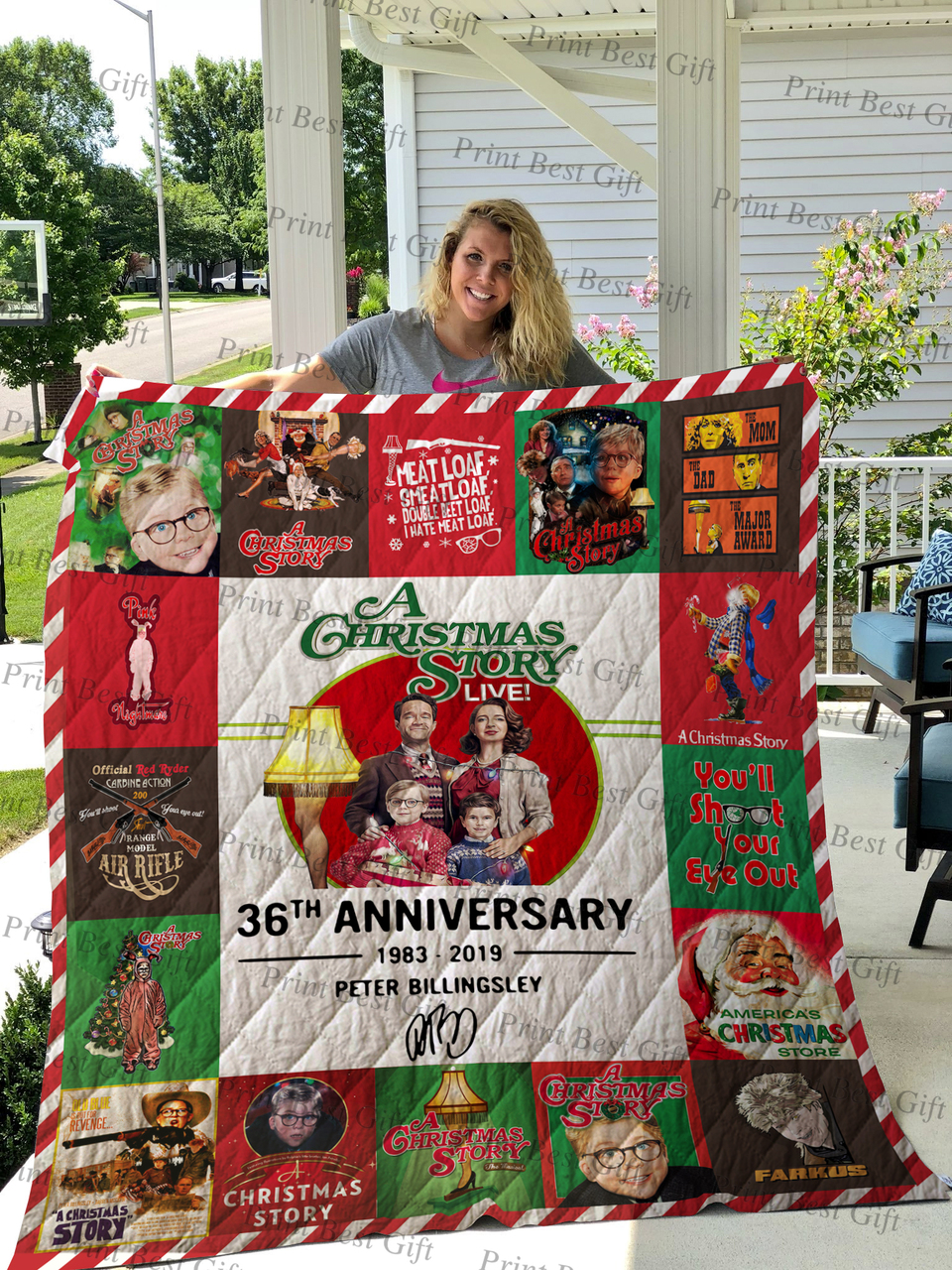 Personalized A Christmas Story Poster Quilt Bed Set Blanket - Great for Bedroom Decoration and Family Gifts