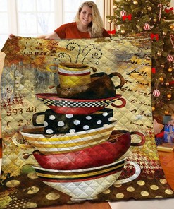 Personalized A Cup of Coffee Quilt Bedding Set - Great for Bedroom Decor and Family Gifts