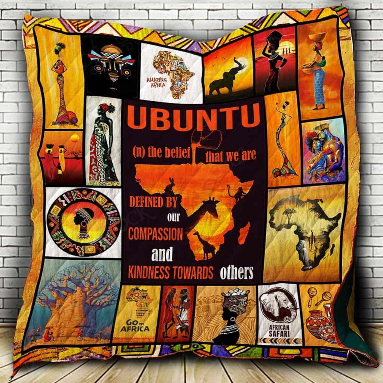 Personalized Africa I Love You Quilt Bedding Set for Home Decoration and Picnic - Great Gifts for Family