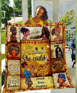 Personalized African American Teacher Quilt Bed Set Blanket - Perfect for Bedroom Decor and Family Gifts