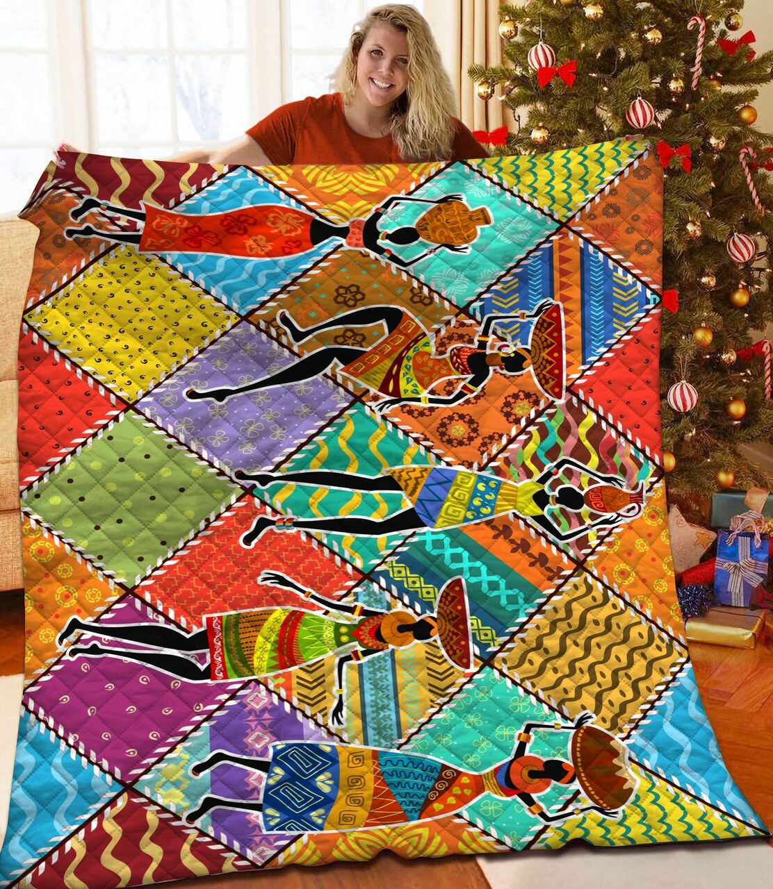 Personalized African Girl Quilt Bedding Set - Ideal for Home Decoration and Family Gifts
