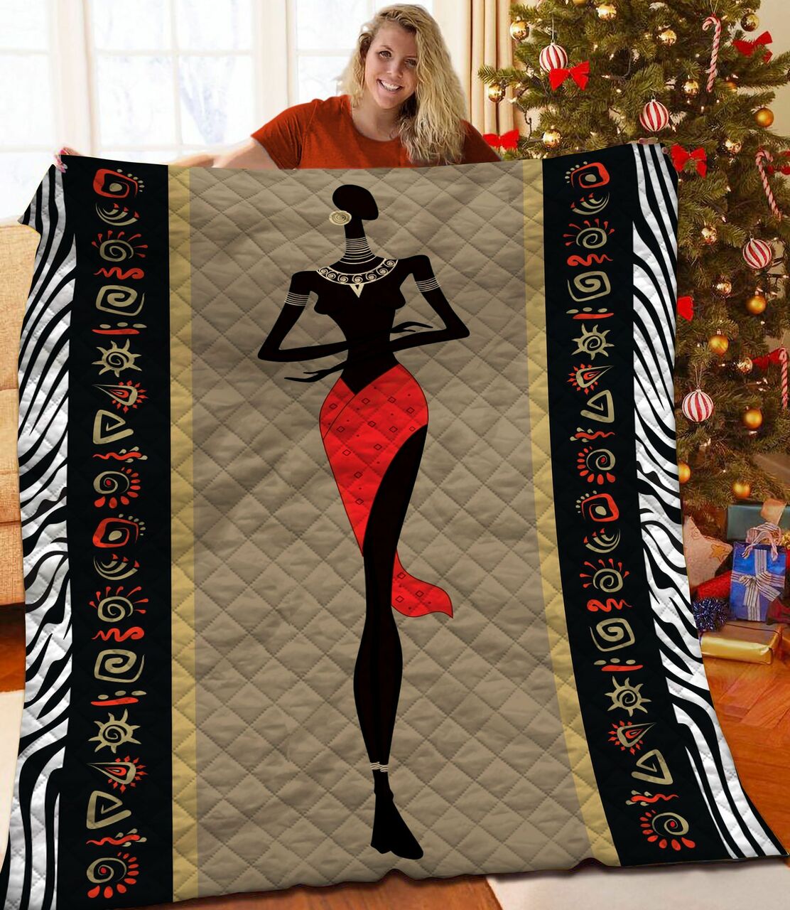 Personalized African Woman Quilt Bedding Set - Suitable for Home Decoration and Picnic