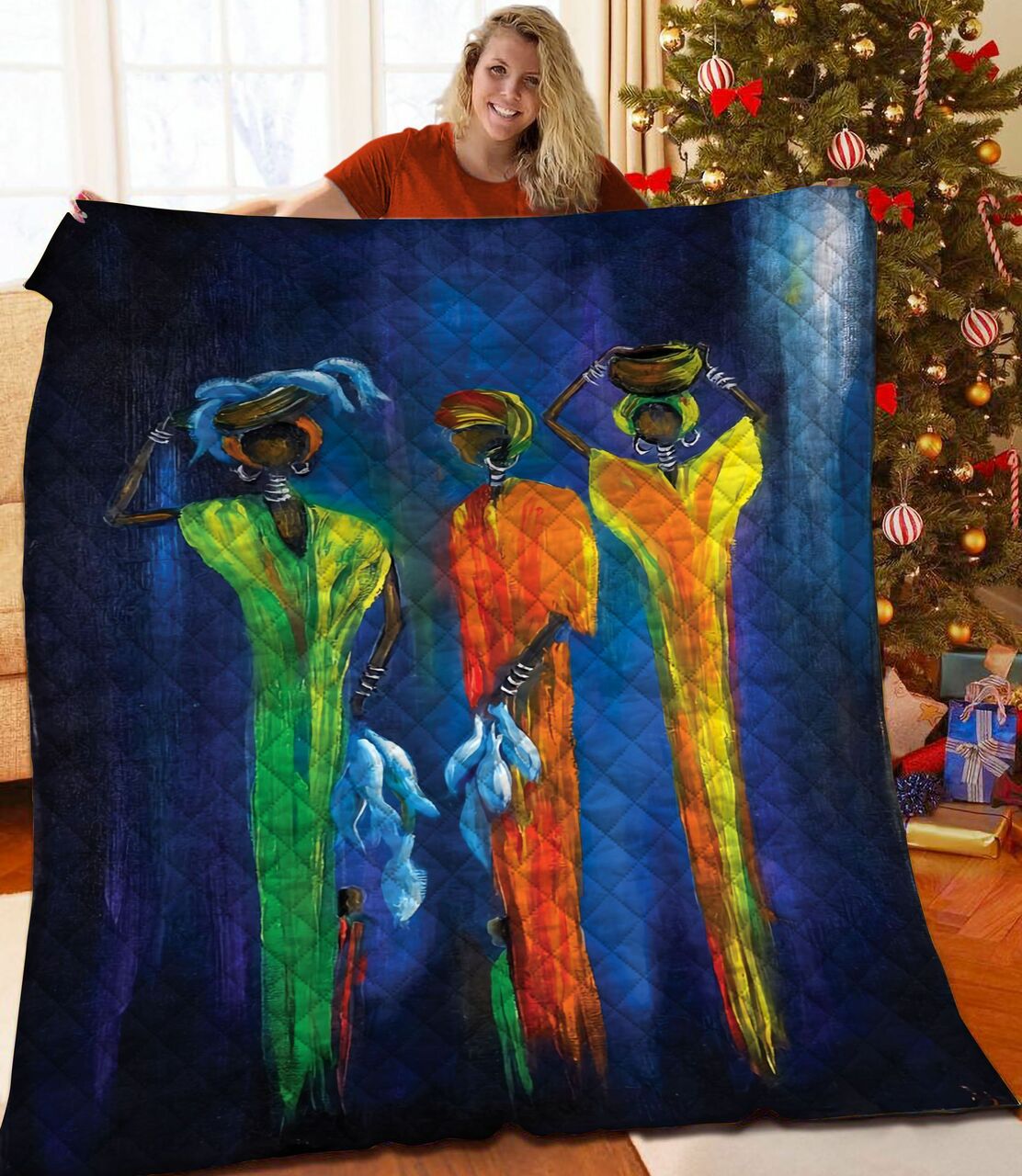 Personalized African Women Quilt Bedding Set - Perfect for Home Decoration and Family Gifts