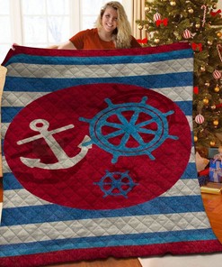 Personalized Ahoy There Quilt Bed Set Blanket for Home Decoration and Family Gifts