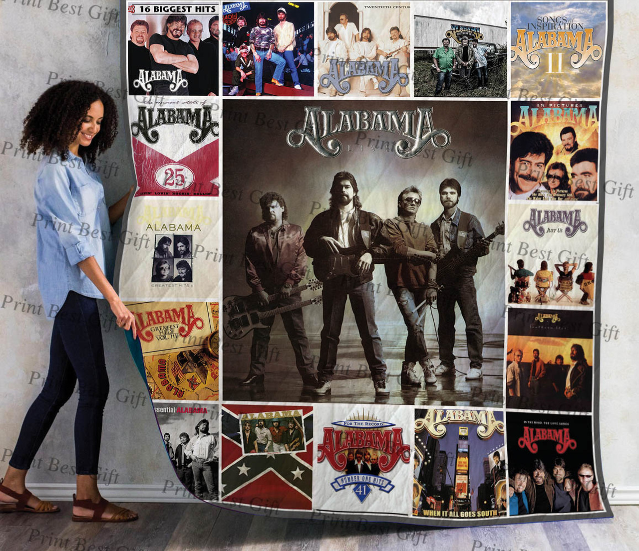 Personalized Alabama Albums Cover Poster Quilt Bedding Set for Home and Picnic, Gifts for Fans and Family