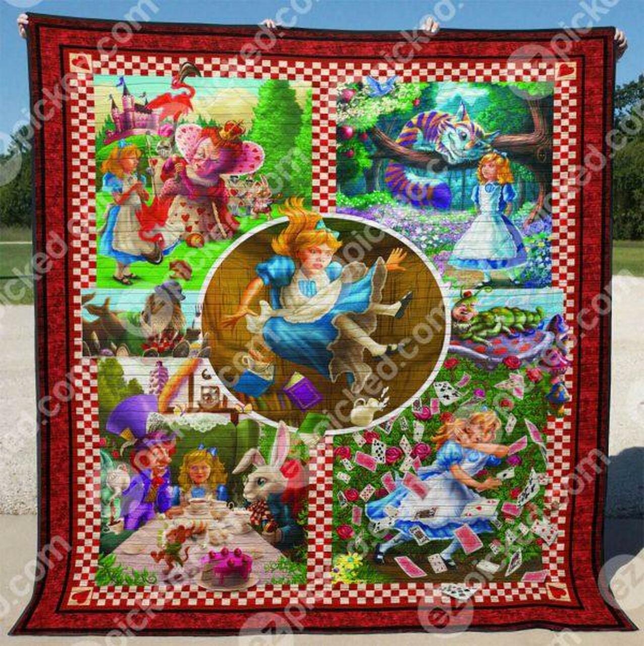 Personalized Alice In Wonderland Quilt Bedding Set for Home Decoration, Great for Bedroom Decor and Family Gifts