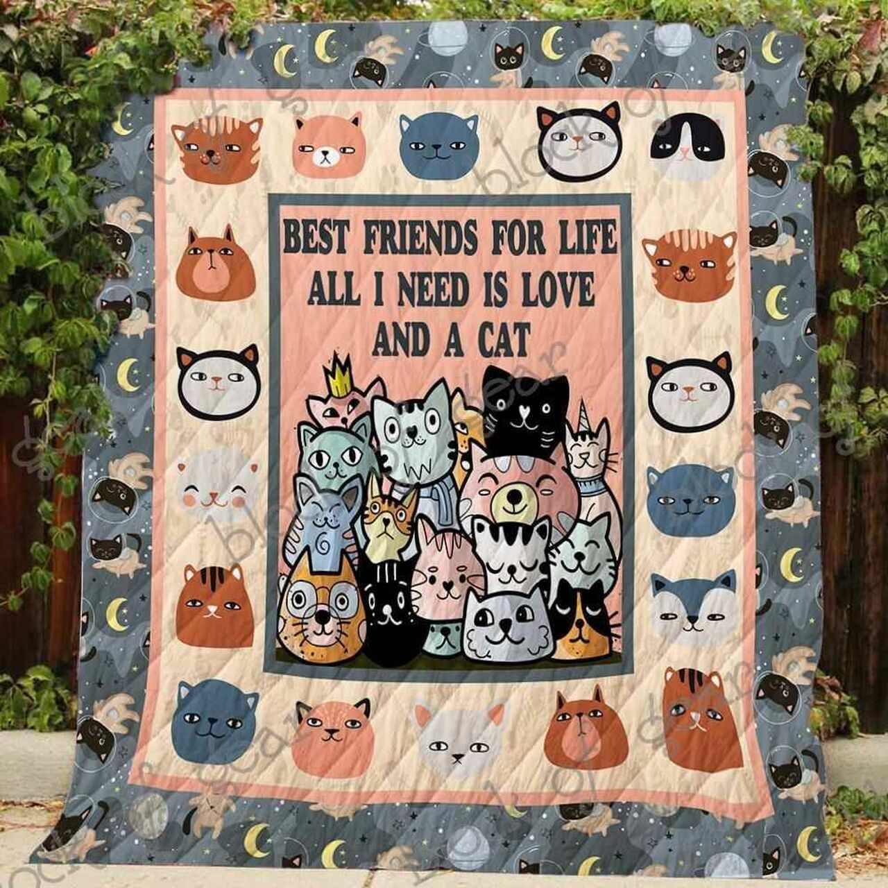 Personalized All I Need Is Love And A Cat Quilt Bedding Set for Bedroom Decor and Family Gifts
