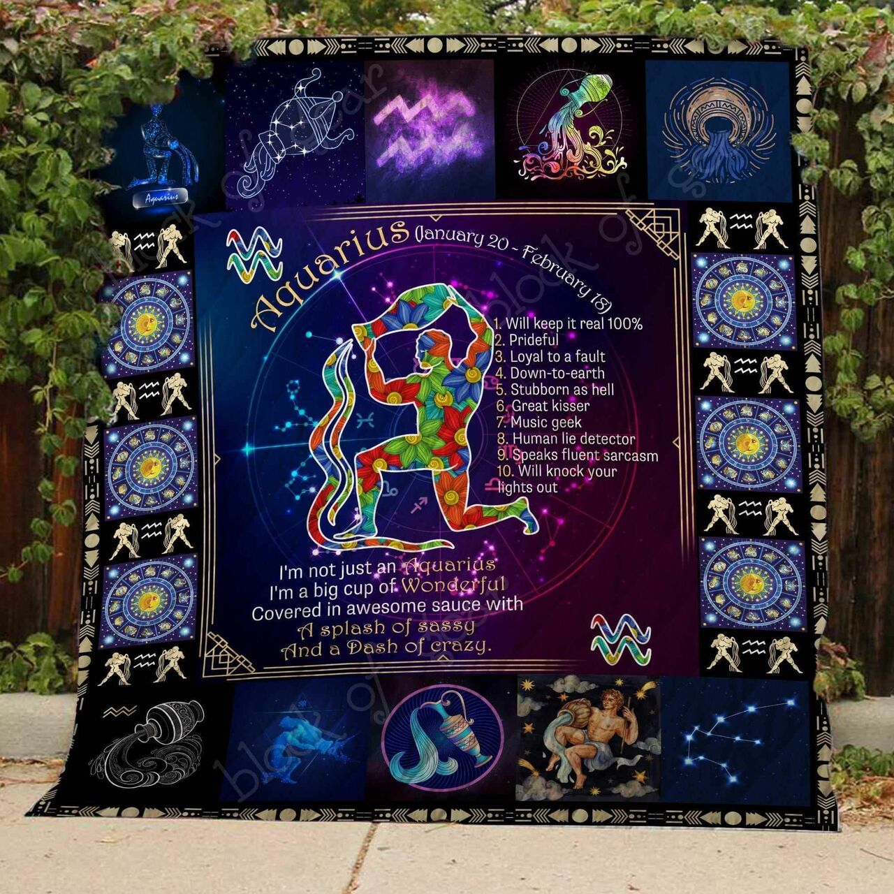 Personalized Aquarius Blanket Quilt Bedding Set - Great Gifts for Family and Bedroom Decor