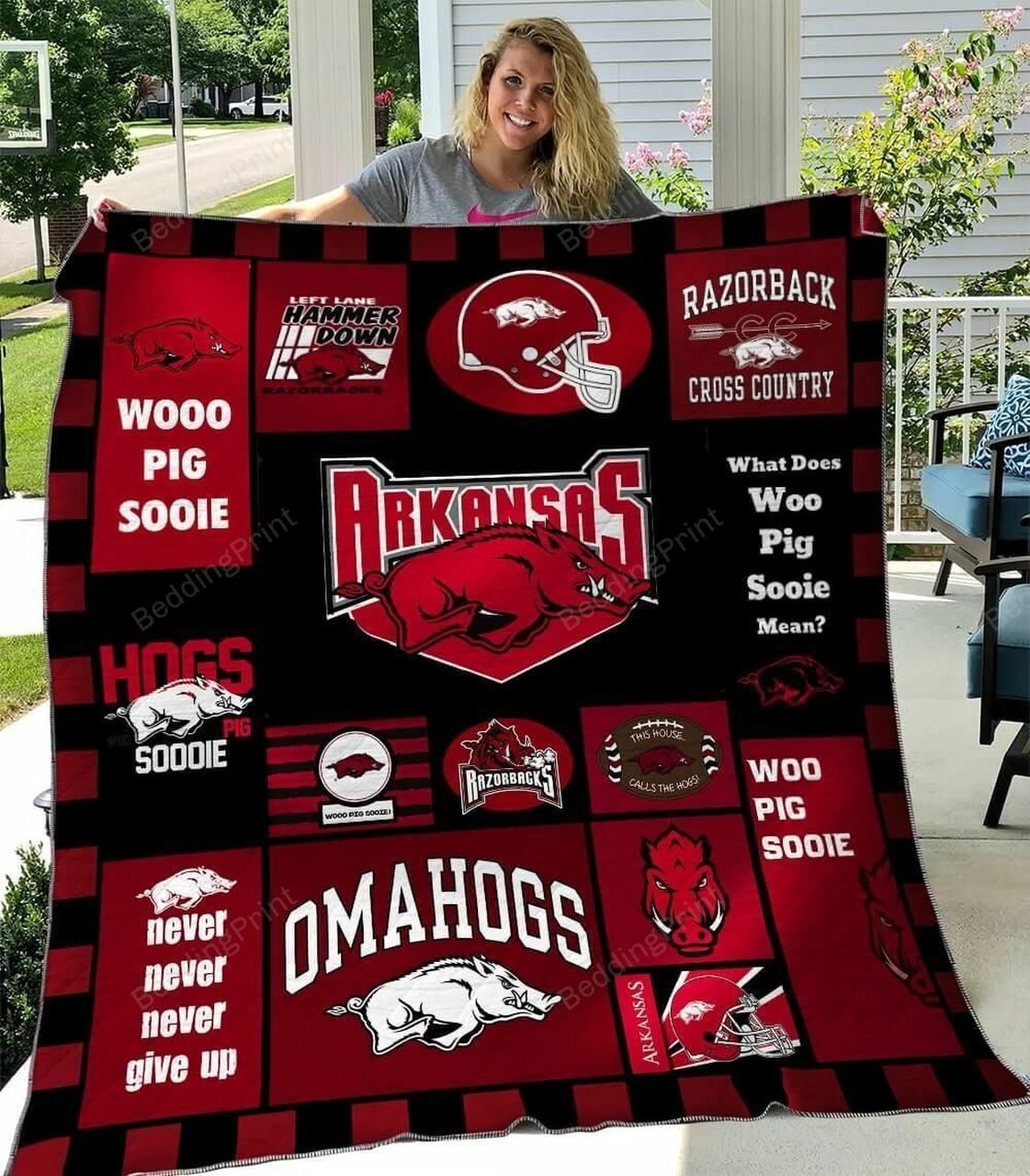 Personalized Arkansas Omahogs Quilt Bed Set Blanket - Gifts for Fans and Bedroom Decor