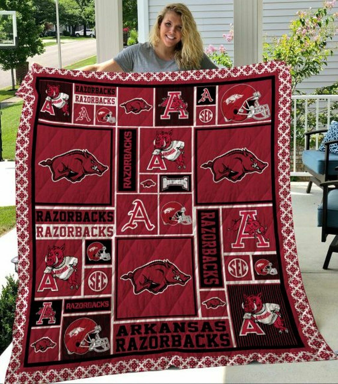 Personalized Arkansas Razorbacks Quilt Bedding Set for Home Decoration and Gifts for Family