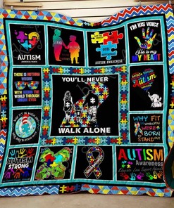 Personalized Autism Awareness Quilt Bedding Set, Perfect for Bedroom Decor and Family Gifts