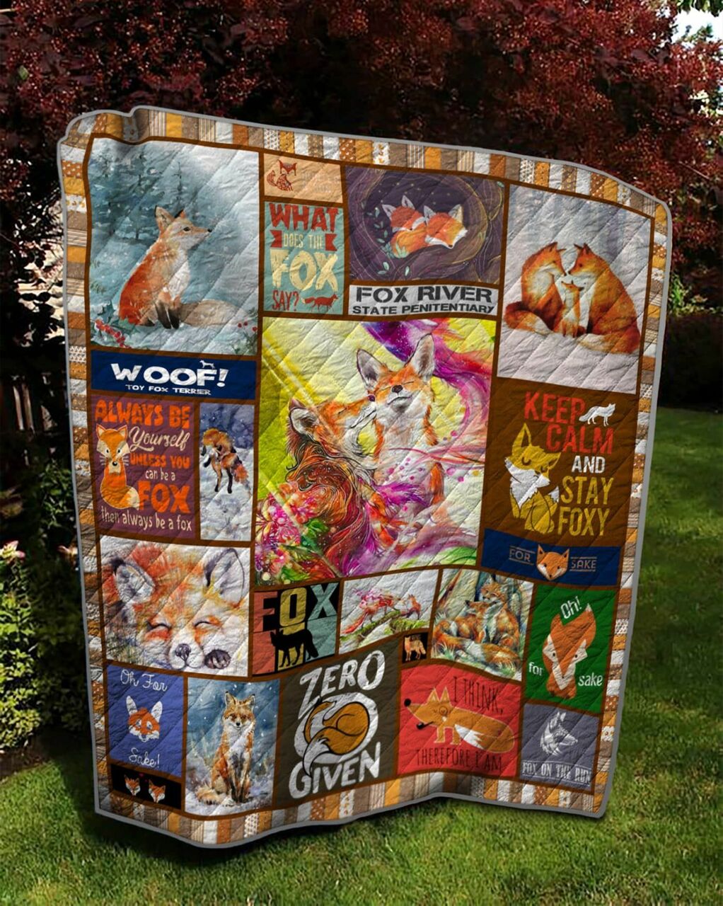 Personalized Baby Fox Blanket Quilt Bedding Set for Home Decor and Family Gifts