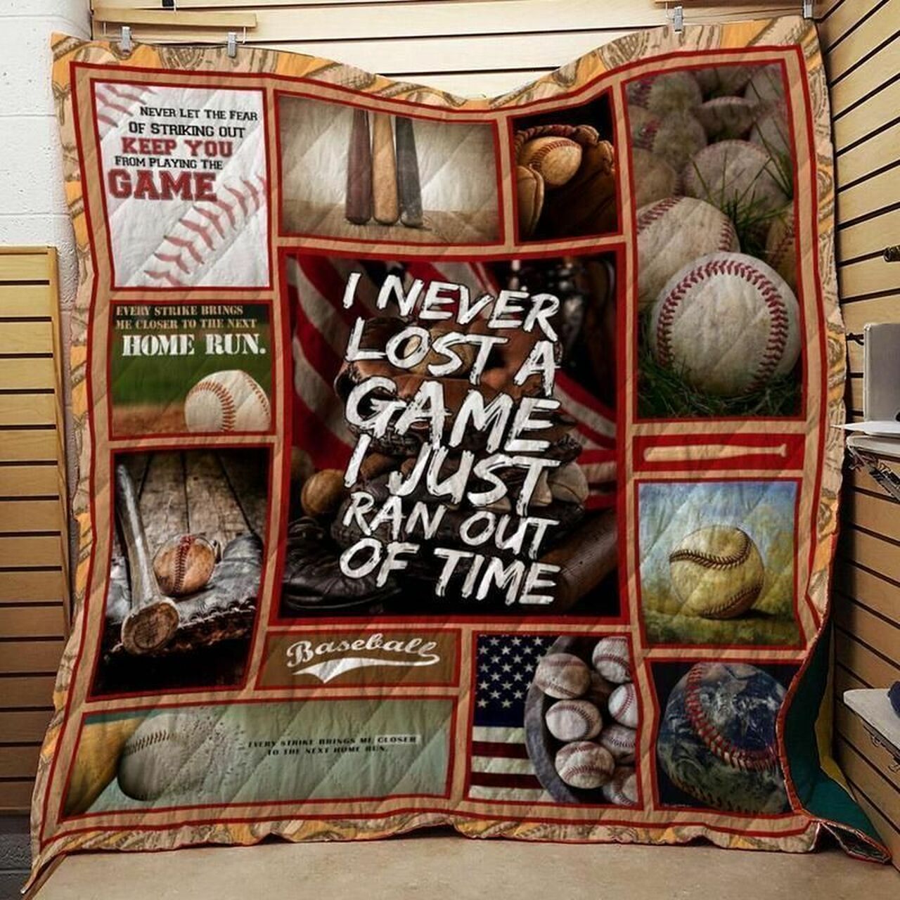 Personalized Baseball Quilt Bedding Set with Custom Name or Quote for Family Gifts
