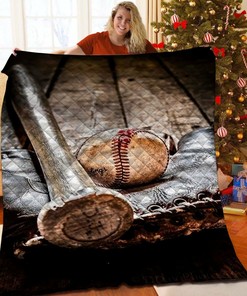 Personalized Baseball Quilt Bedding Set with Name and 2 Pillowcases for Bedroom Decor