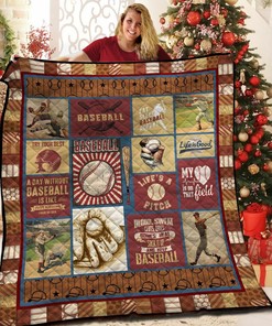 Personalized Baseball Theme Quilt Bedding Set with Custom Name and 2 Pillowcases for Bedroom Decoration