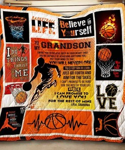 Personalized Basketball Quilt Bedding Set for Grandson, Great for Bedroom Decoration and Family Gifts