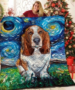 Personalized Basset Hound Quilt Bedding Set - Great for Bedroom Decor and Family Gifts