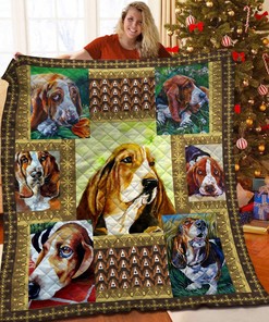 Personalized Basset Hound Quilt Bedding Set for Home Decoration or Picnic, Great Gifts for Family