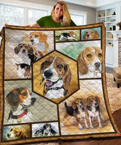 Personalized Beagle Quilt Bedding Set with Pillowcases for Family Gifts