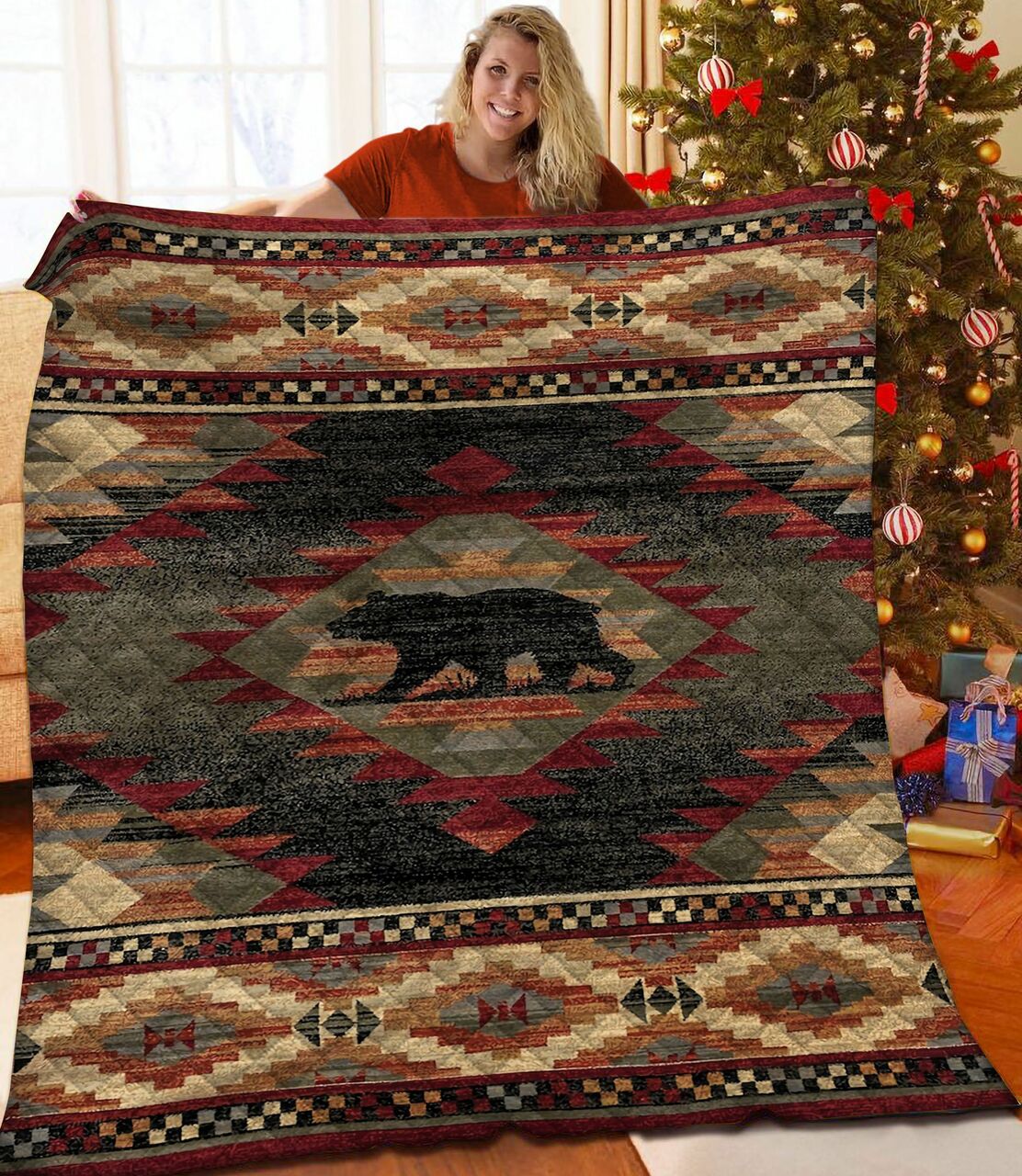 Personalized Bear Quilt Bedding Set - Perfect for Cozying Up Your Bedroom and Gifting to Family and Friends