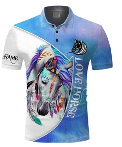 Personalized Beautiful Colorful Love Horse 3D All Over Printed Polo Shirt