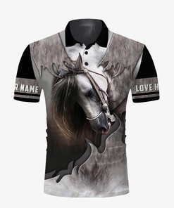 Personalized Beautiful Love Horse 3D All Over Printed Polo Shirt
