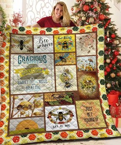 Personalized Bee Kind Quilt Bedding Set for Bedroom Decoration and Family Gifts