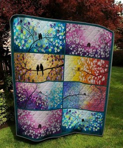 Personalized Bird Couple Quilt Blanket Bedding Set - Great for Bedroom Decor and Family Gifts