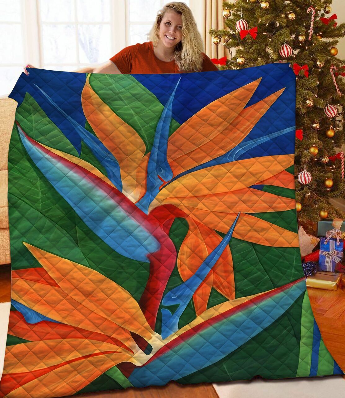 Personalized Bird Of Paradise Quilt Bedding Set - Great for Bedroom Decor and Family Gifts