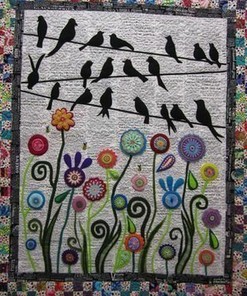 Personalized Bird On Line Quilt Blanket Bedding Set with Customizable Name, Great for Family Gifts