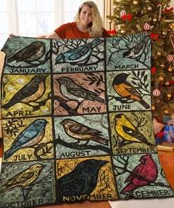 Personalized Bird Quilt Bedding Set with Customizable Name or Quote for Family Gifts