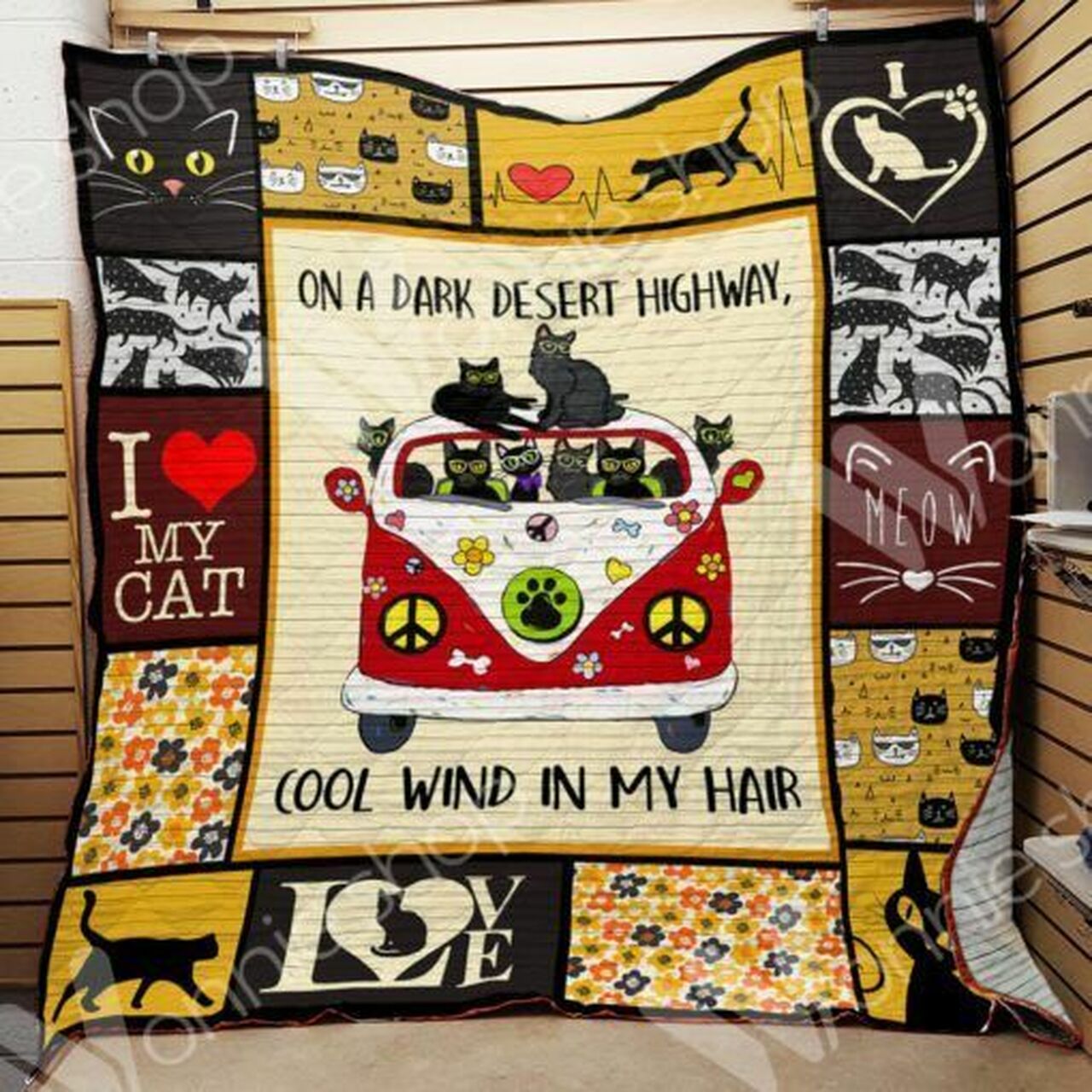Personalized Black Cat Hippie Quilt Bedding Set - Great for Bedroom Decor and Family Gifts