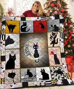 Personalized Black Cat Quilt Bedding Set - Great for Bedroom Decoration and Family Gifts