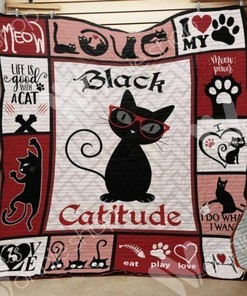 Personalized Black Cat Quilt Blanket - Great for Picnic and Family Gifts