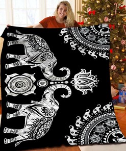 Personalized Black Elephant Quilt Blanket Bedding Set - Perfect for Bedroom Decor and Family Gifts