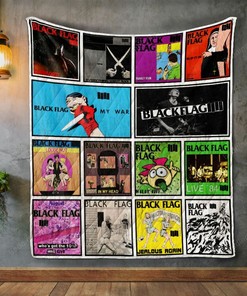 Personalized Black Flag Album Quilt Blanket Bedding Set - Great for Bedroom Decor and Family Gifts