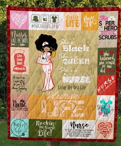 Personalized Black Nurse Living Her Best Life Quilt Bed Set Blanket- Great for Bedroom Decor and Family Gifts