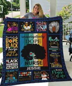 Personalized Black Nurse Unapologetically Dope Nurse Quilt Bedding Set Blanket