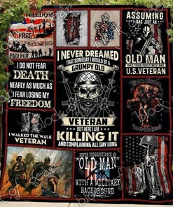 Personalized Blanket for Grumpy Old Veteran Quilt Bedding Set - Gifts for Family
