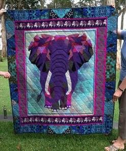 Personalized Blue Elephant Quilt Bedding Set Great for Bedroom Decor and Family Gifts