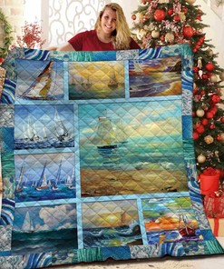 Personalized Boat Quilt Bedding Set for Bedroom Decor and Family Gifts