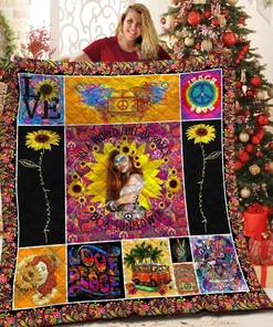 Personalized Bohemian Hippie Quilt Bedding Set - Customizable with Your Own Name or Saying - Great for Home Decoration