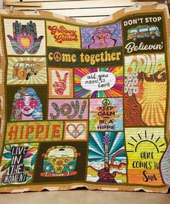 Personalized Boho Chic Hippie Quilt Bedding Set - Customizable with Your Name or Favorite Saying - Great for Home Decor