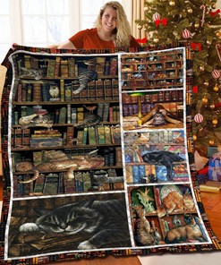 Personalized Book and Cat Quilt Bedding Set for Home Decoration, Great Gifts for Family